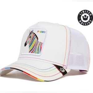 Limited Edition Goorin Bros. White Mesh Cap with Rainbow Zebra Design PROUD 🏳️‍🌈
